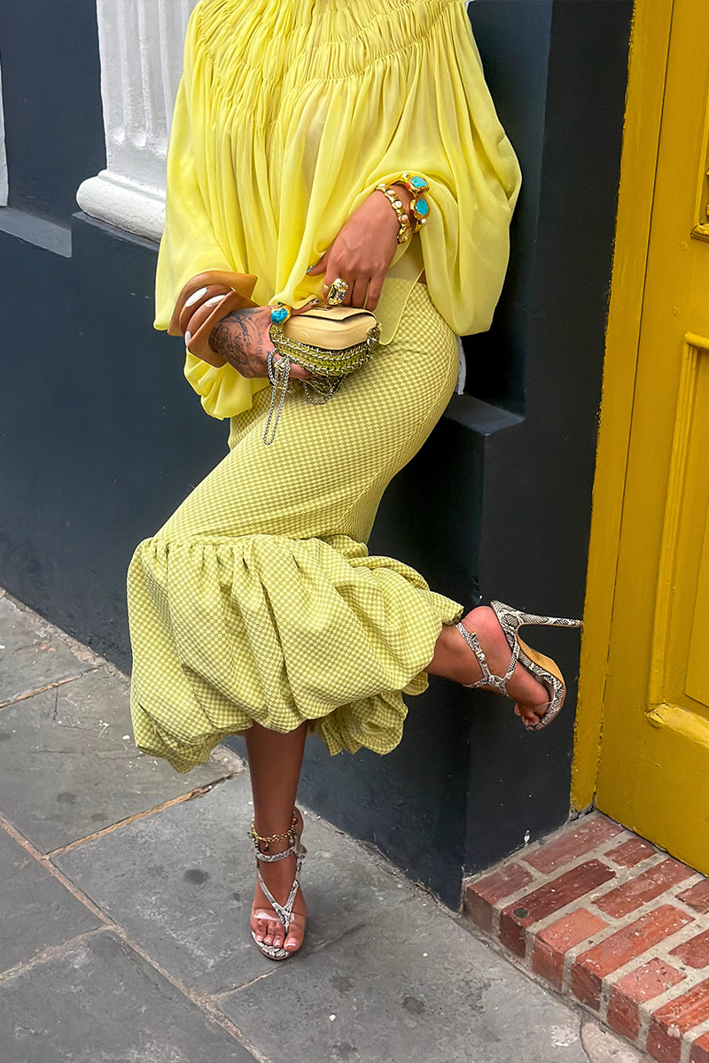 Women's Fashion Pleated Mesh Top or Balloon Hem Mermaid Skirt