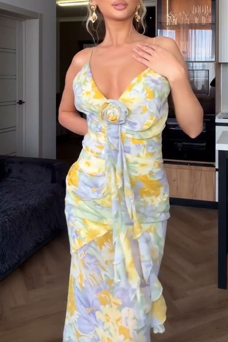 Women's Vacation Romantic Floral Pattern Maxi Dress