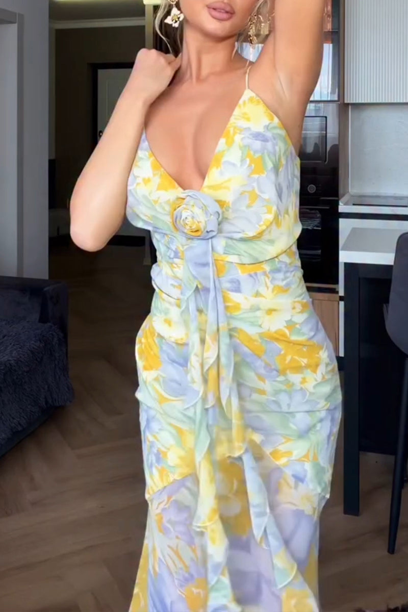 Women's Vacation Romantic Floral Pattern Maxi Dress