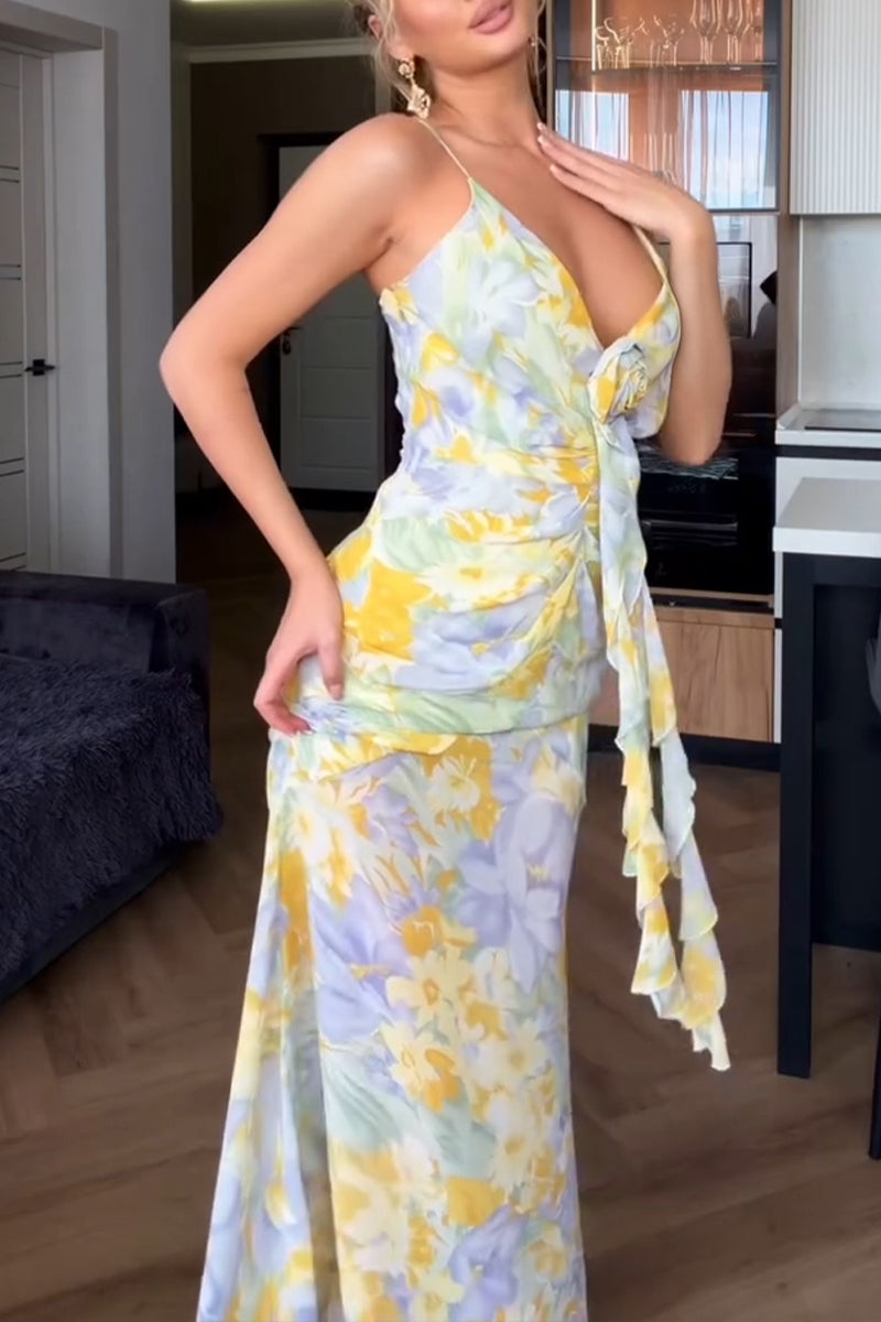 Women's Vacation Romantic Floral Pattern Maxi Dress