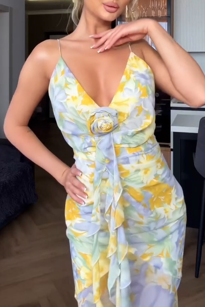 Women's Vacation Romantic Floral Pattern Maxi Dress
