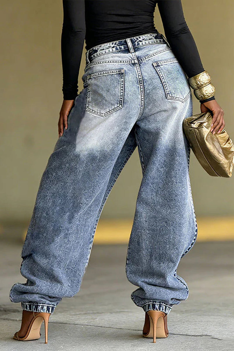 Ladies' Street Fashion Asymmetrical Overlapping Jeans