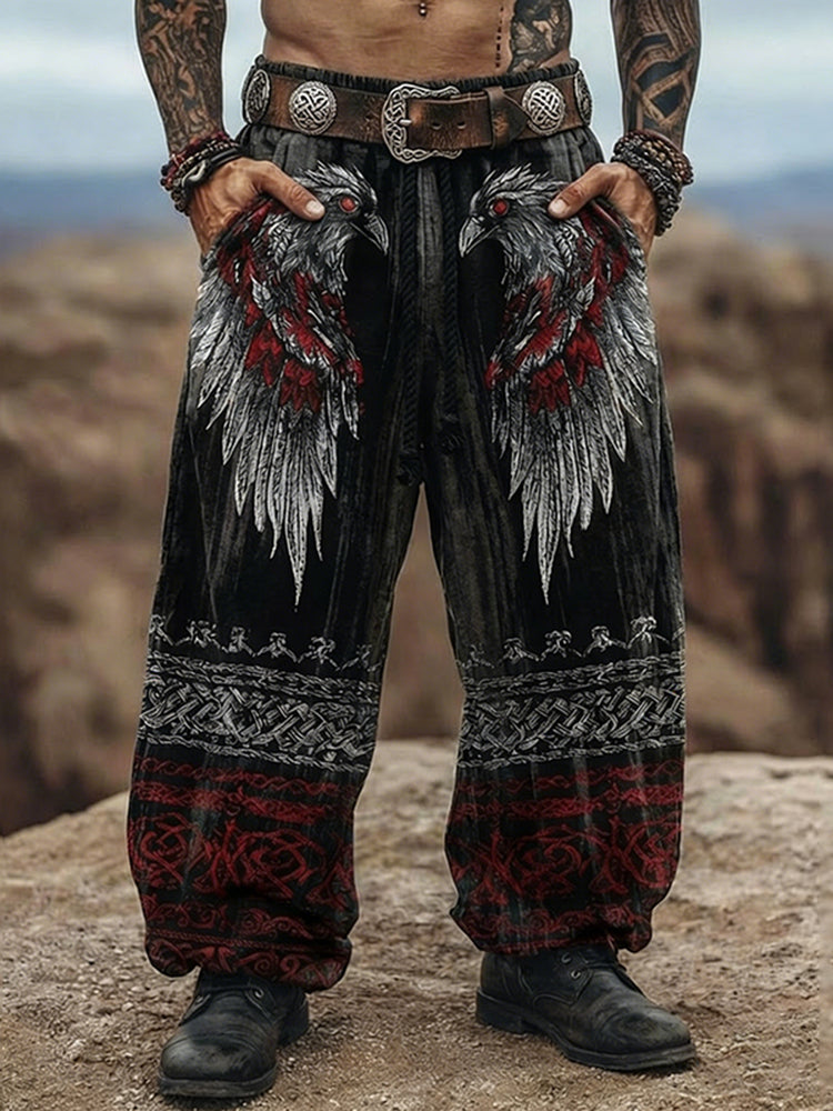 Men's Viking Raven Totem Nordic Retro Pants