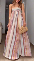 Black Draped Sleeveless Midi DressPastel Watercolor Stripe Strapless Maxi Dress