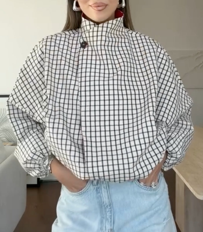 Reversible Checkered Red Collar Jacket