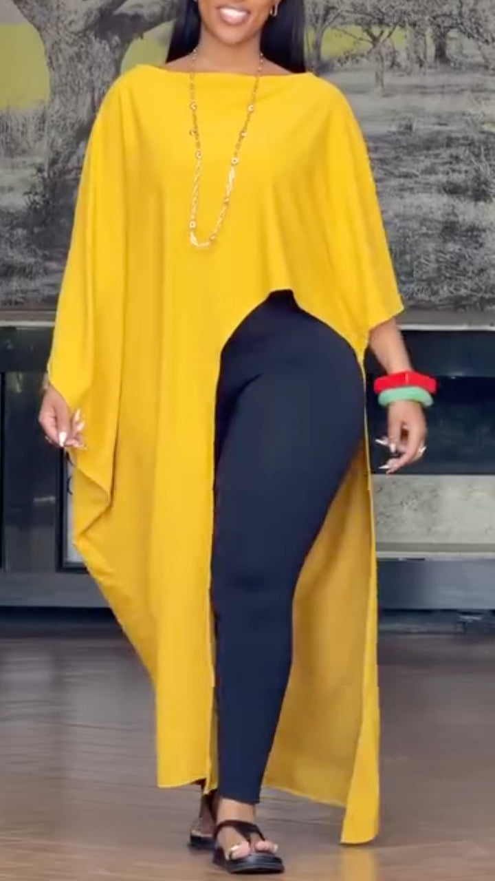 Orange Asymmetrical Cape Tunic Cover Up