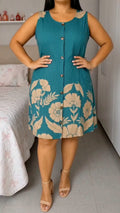 Floral Plus‑Size Sleeveless Midi Dress