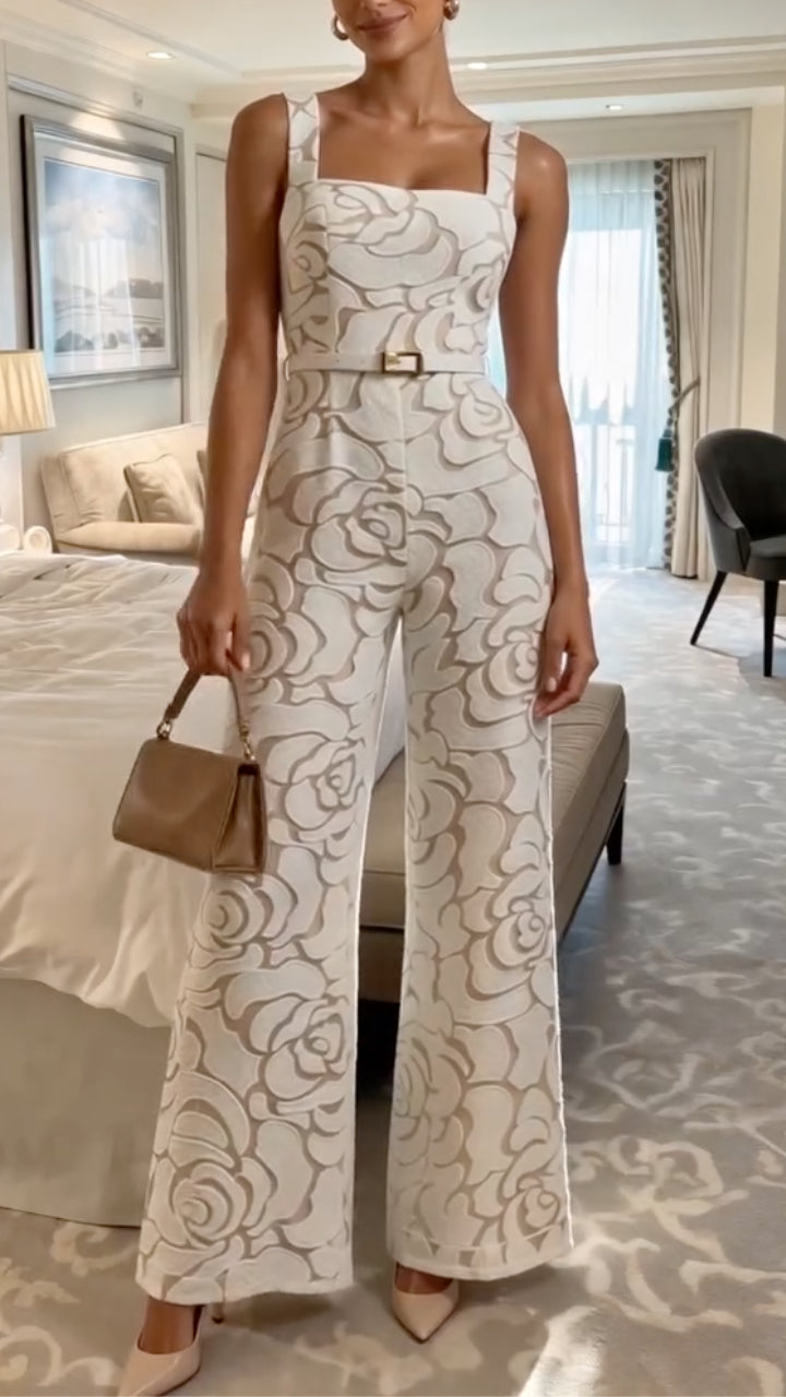 White Floral Lace Wide Leg Jumpsuit