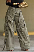 Patchwork Hardware Wide Leg Cargo Pants