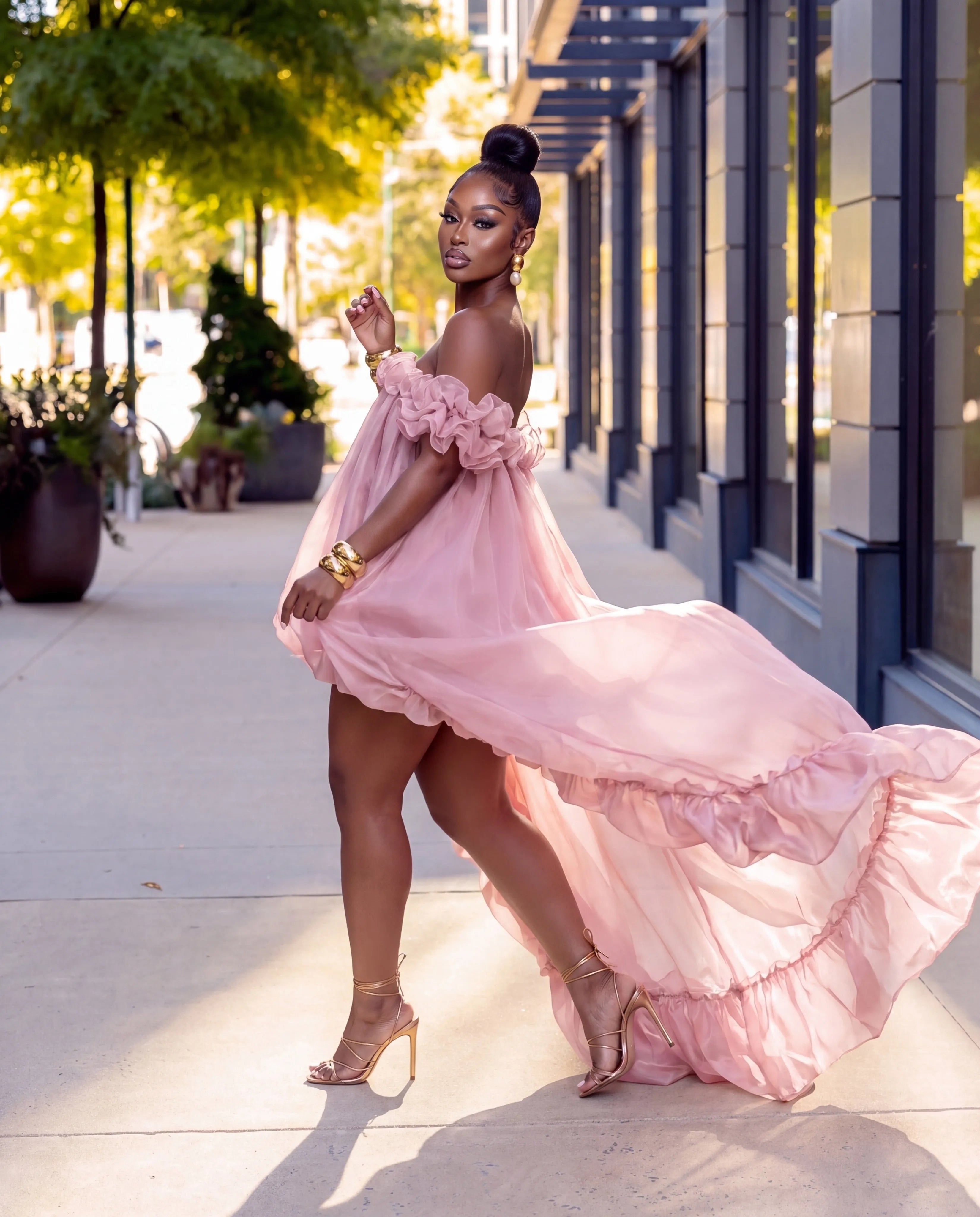 Be unforgettable Flower Off Shoulder Asymmetric Maxi Dress
