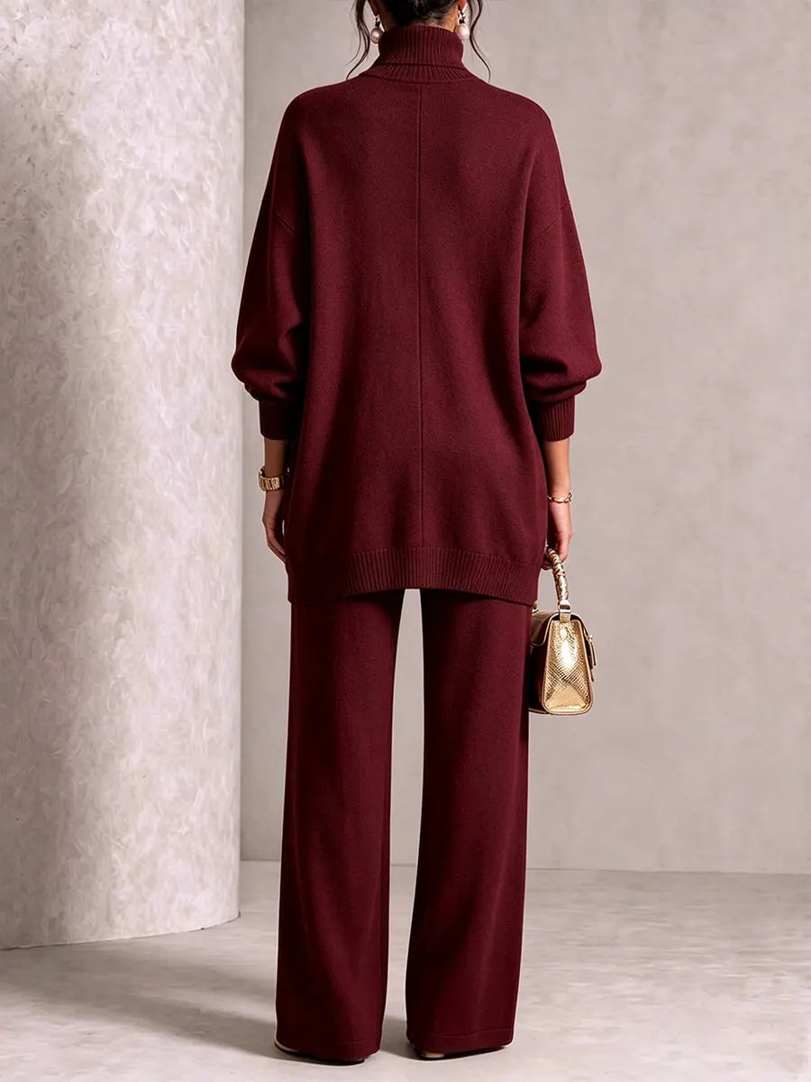 Turtleneck Knit Two‐Piece Suit