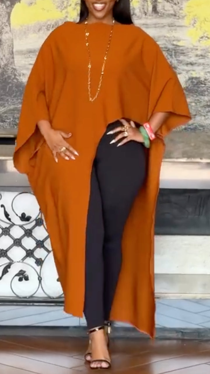 Orange Asymmetrical Cape Tunic Cover Up