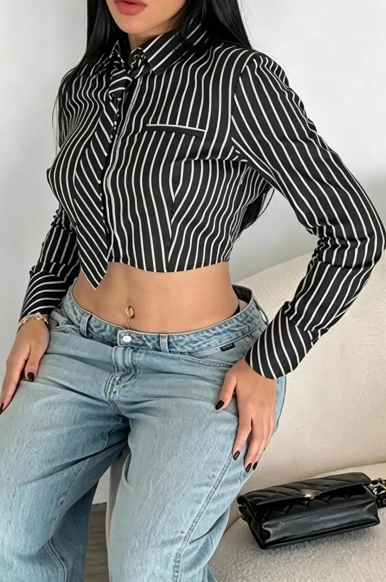 Women's Collar Vertical Casual Short Shirt