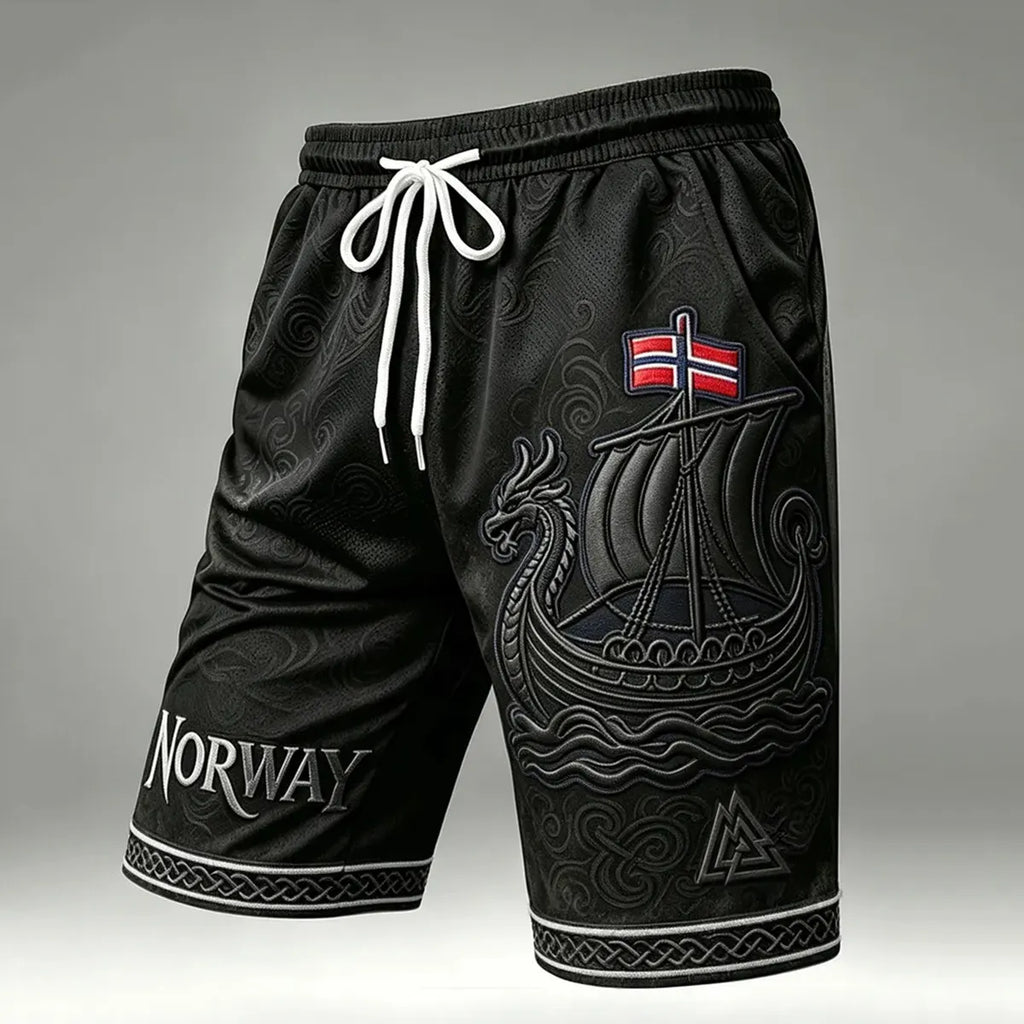 Men's Retro Norway Nordic Viking Art Pattern Quick-dry Sportswear Shorts