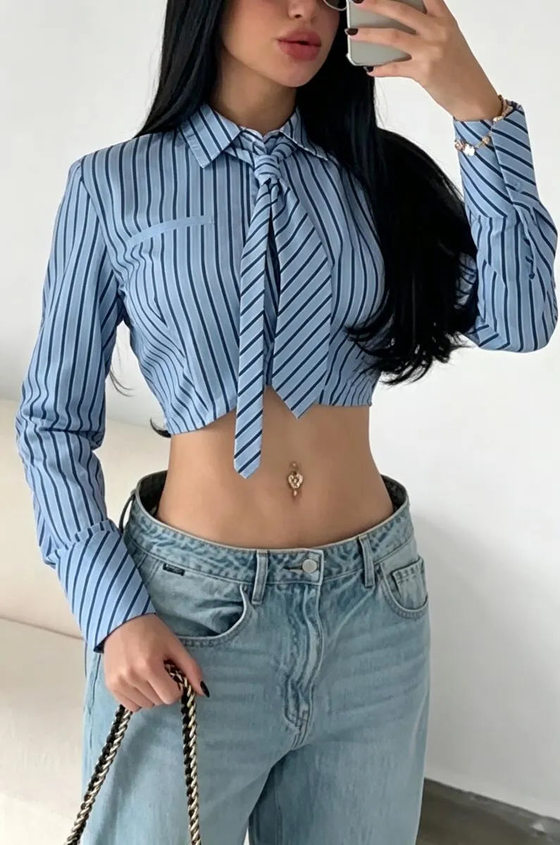 Women's Collar Vertical Casual Short Shirt