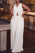 Women's Casual Loose Pleated Cami Pants Set