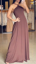 Halter Neck Dusty Mauve Jersey Maxi Dress