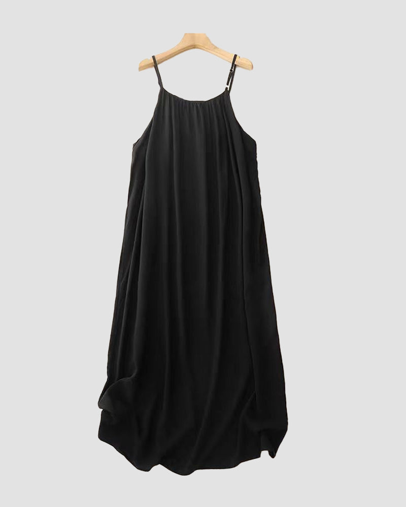 Women’s Elegant Solid Color Backless Slip Dress