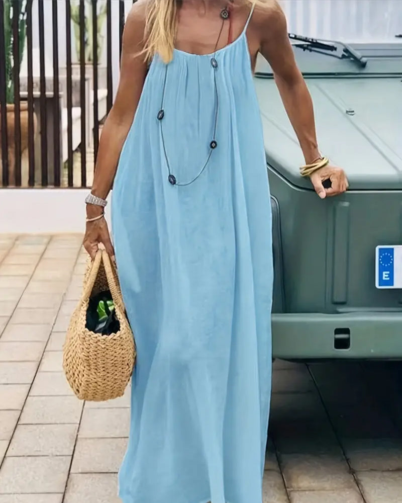 Women’s Elegant Solid Color Backless Slip Dress