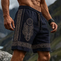 Men's Retro Viking Wolf Celtic Knot Art Linen Shorts