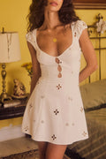 White Eyelet Cut‑Out Short Mini Dress