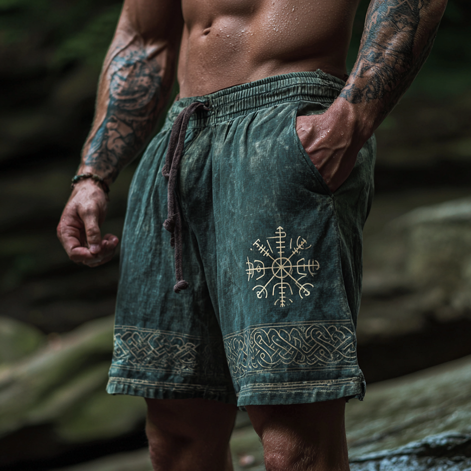Vintage Viking Style Celtic Knot Design Men's Linen Shorts