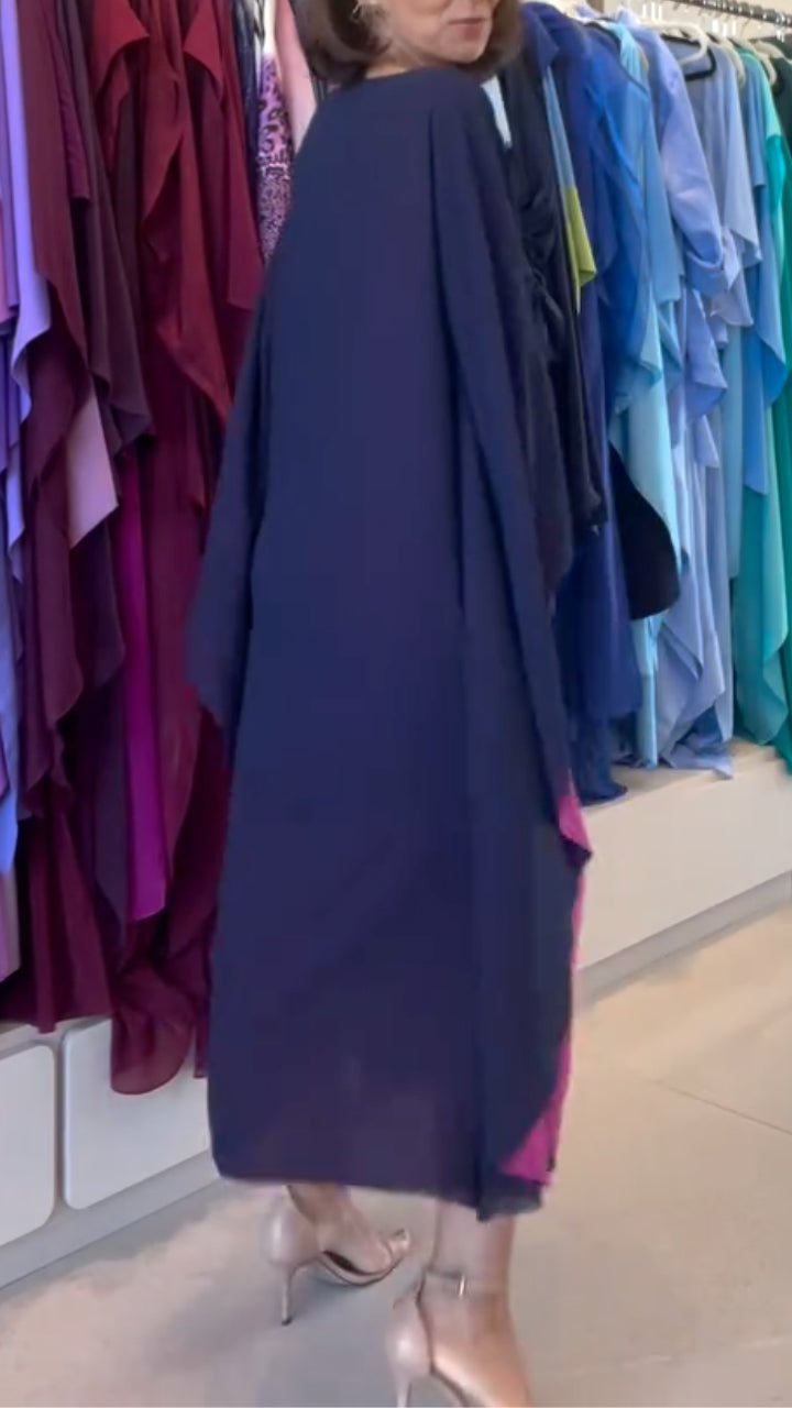 Midi Dress With Magenta Fabric Flower Detail