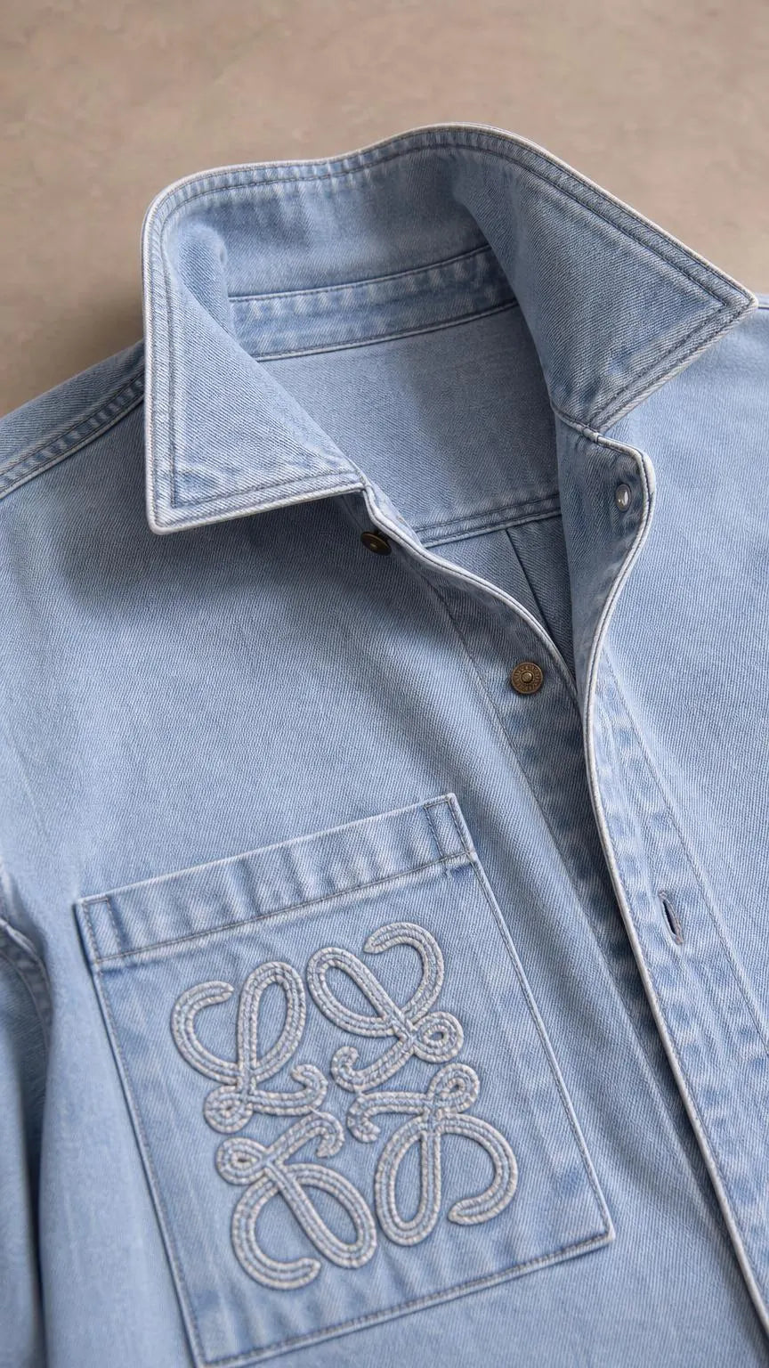 Women's Denim Short Sleeve Shirt and Shorts Matching Set