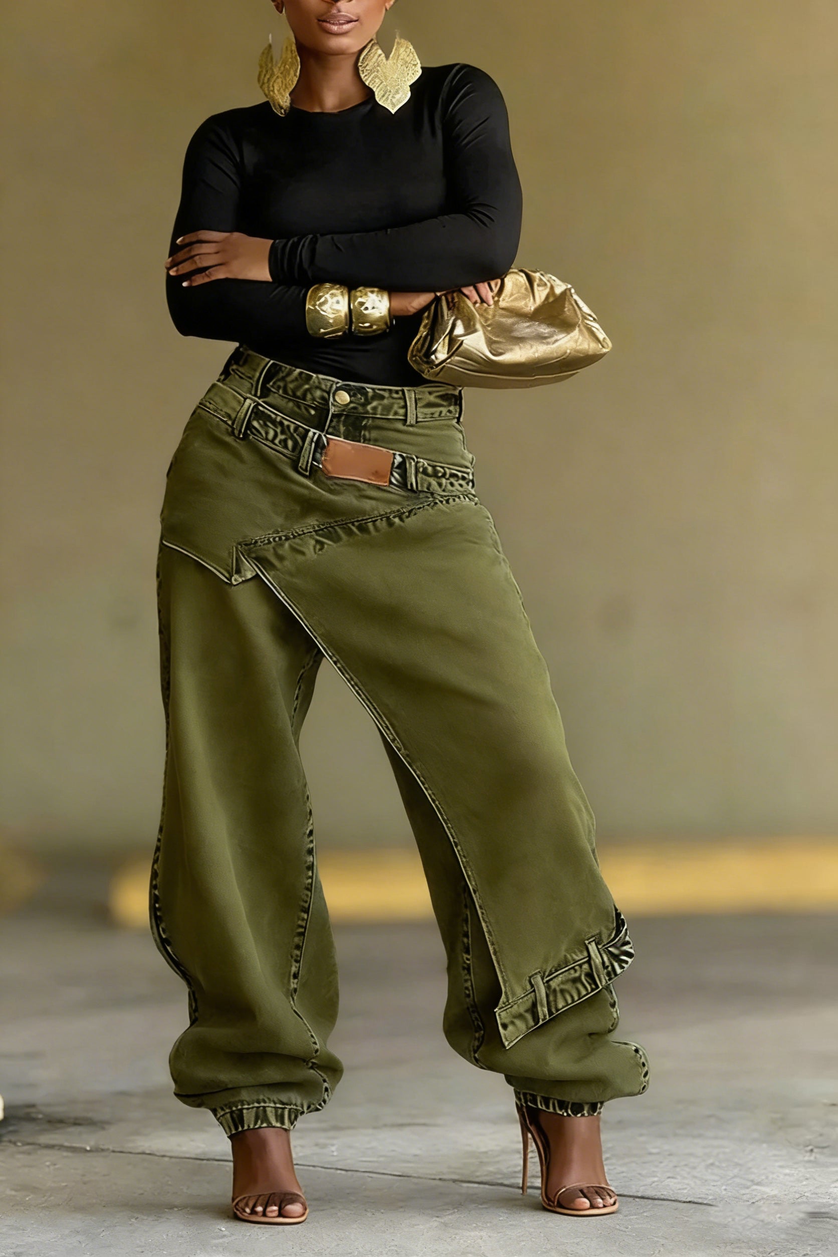 Ladies' Street Fashion Asymmetrical Overlapping Jeans
