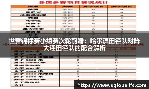 世界锦标赛小组赛次轮前瞻：哈尔滨田径队对阵大连田径队的配合解析